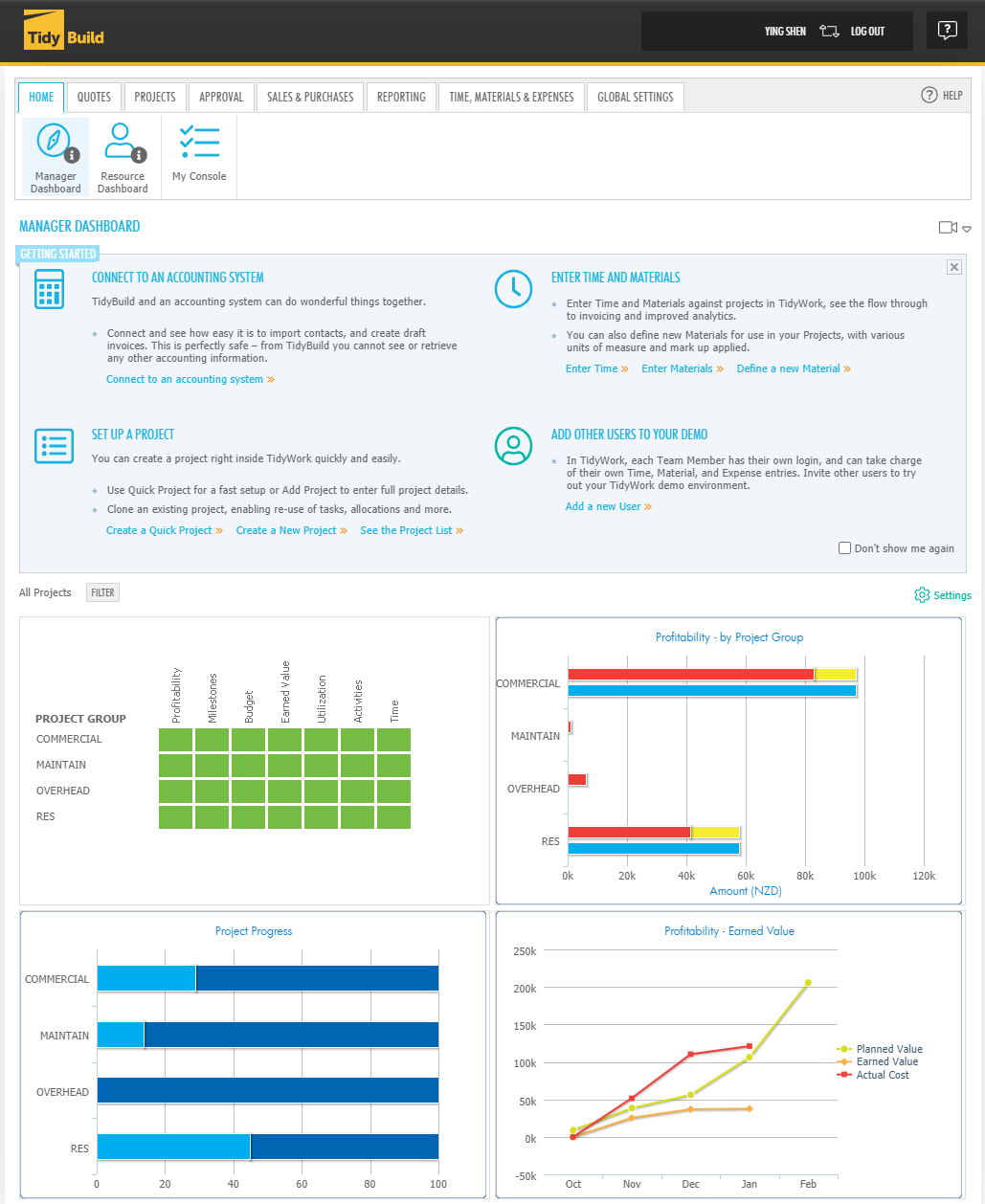 Manager dashboard