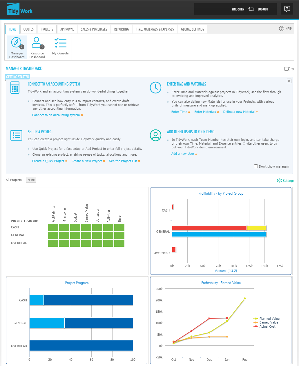 Manager dashboard